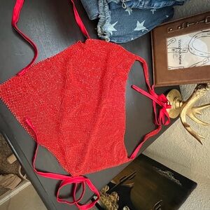 Red Beaded Women's Top
